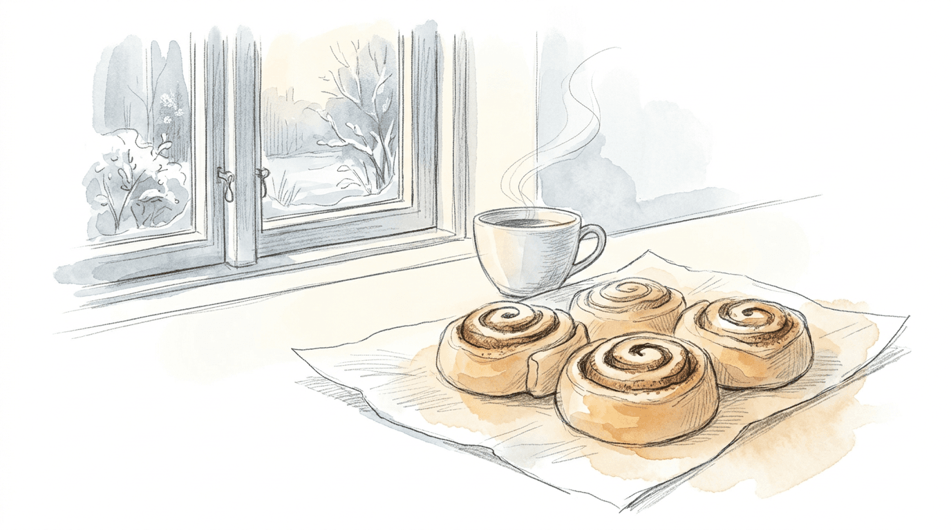 AI Hero Image: Kanelsnegler – original dänische Zimtschnecken